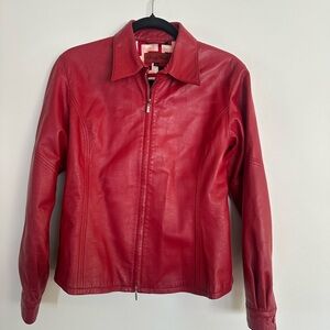 Nicola Benti Italian Leather Jacket – Red – L (Fits Like S)